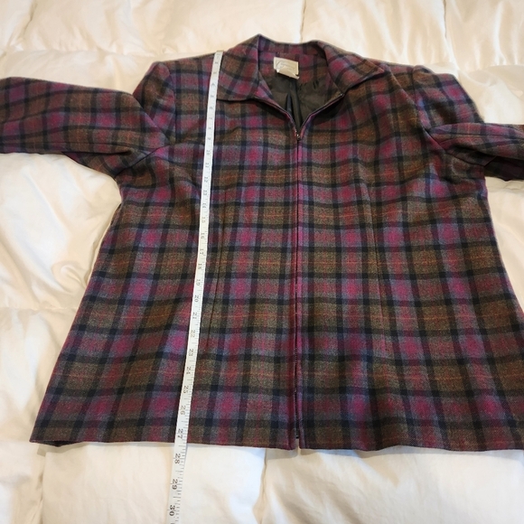 Vintage Wool Blend Plaid Jacket Women’s Size 18 Zip Front Classic Fall Coat - Picture 8 of 9